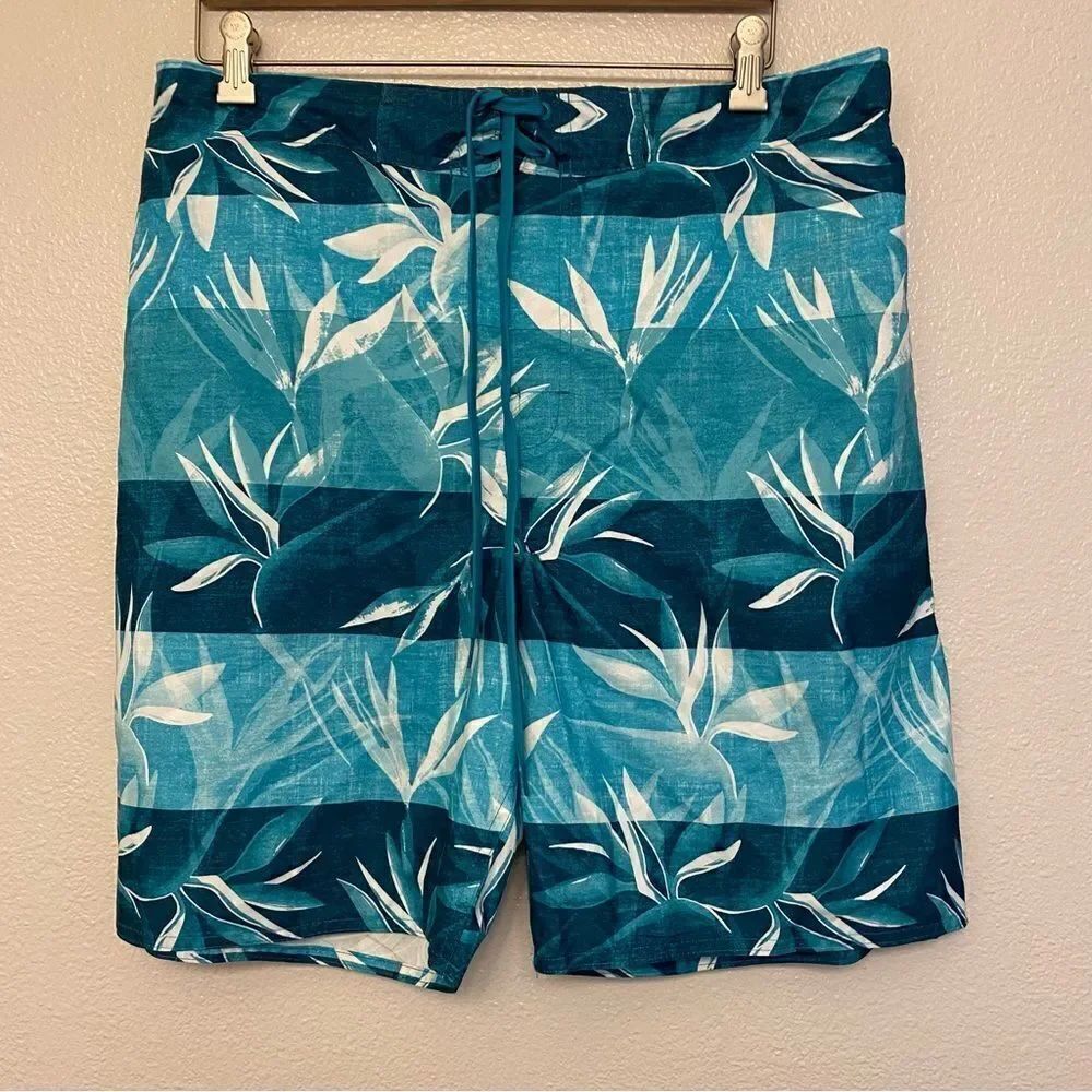 Laguna originals Mens Board swim beach Trunks Shorts Aqua teal blue drawstring L